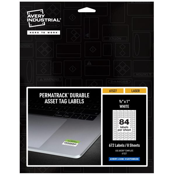 Avery® PermaTrack® White Asset Tag Labels